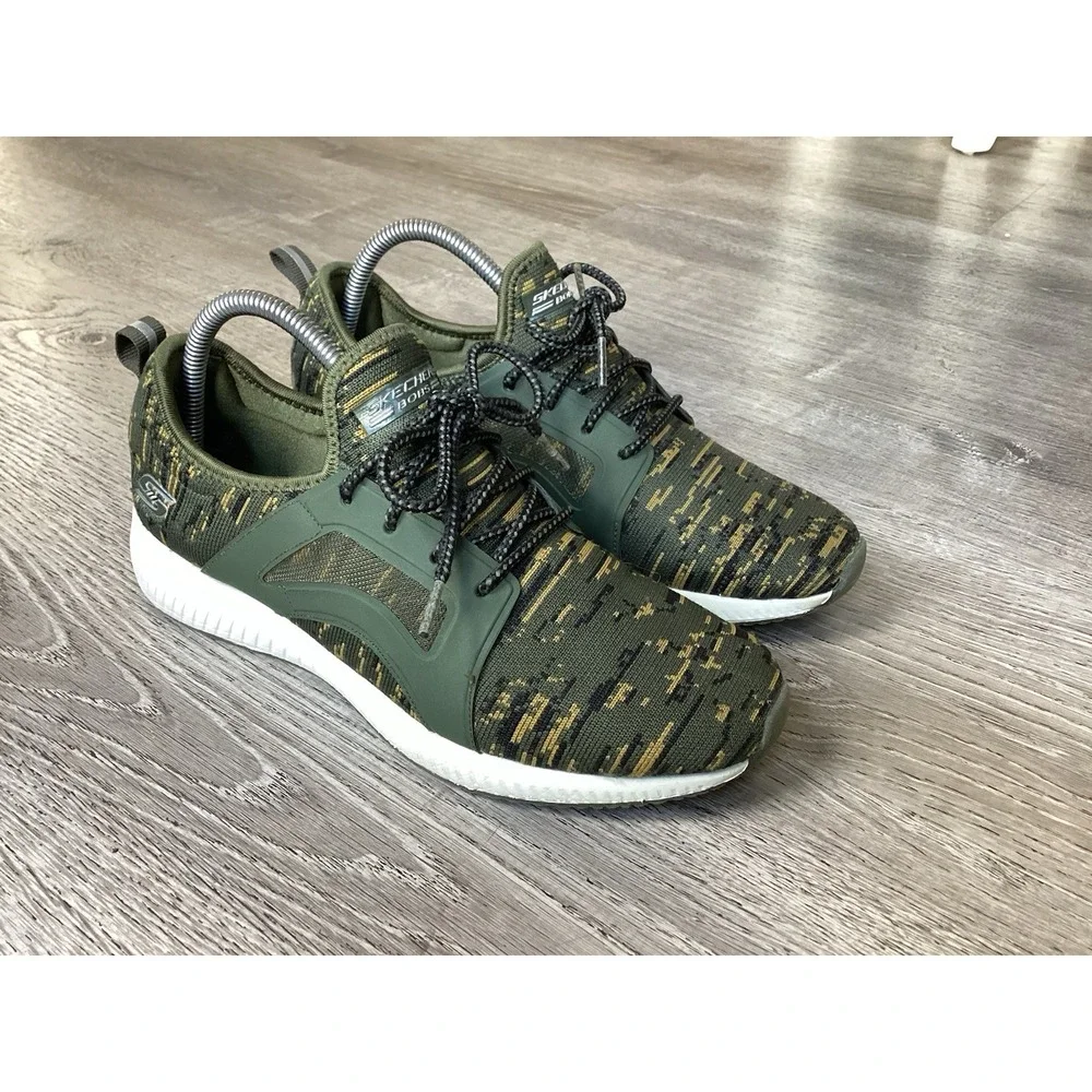 BOBS by Skechers Shoes Sneakers Womens Size 9.5 Green Lace Up Memory Foam 31363